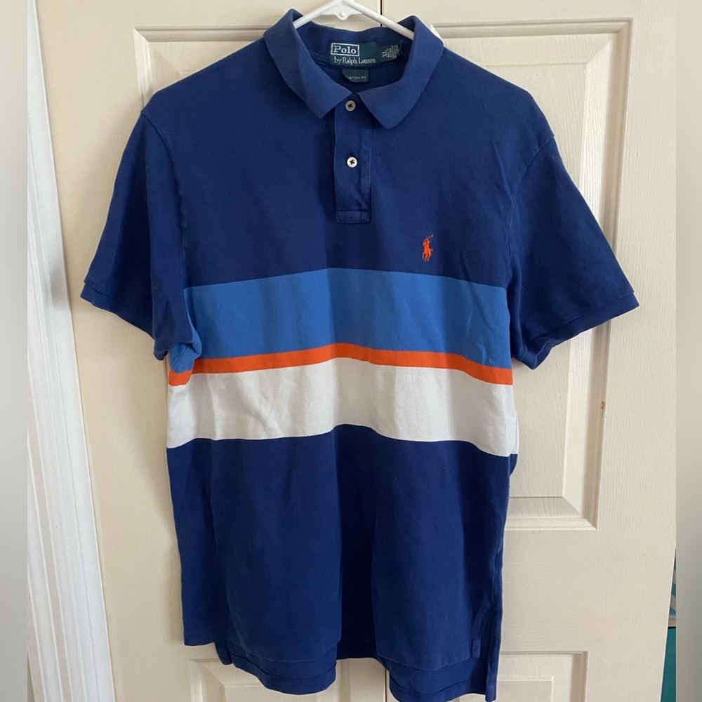 Orange/blue color block Polo by Ralph Lauren MENS, XL